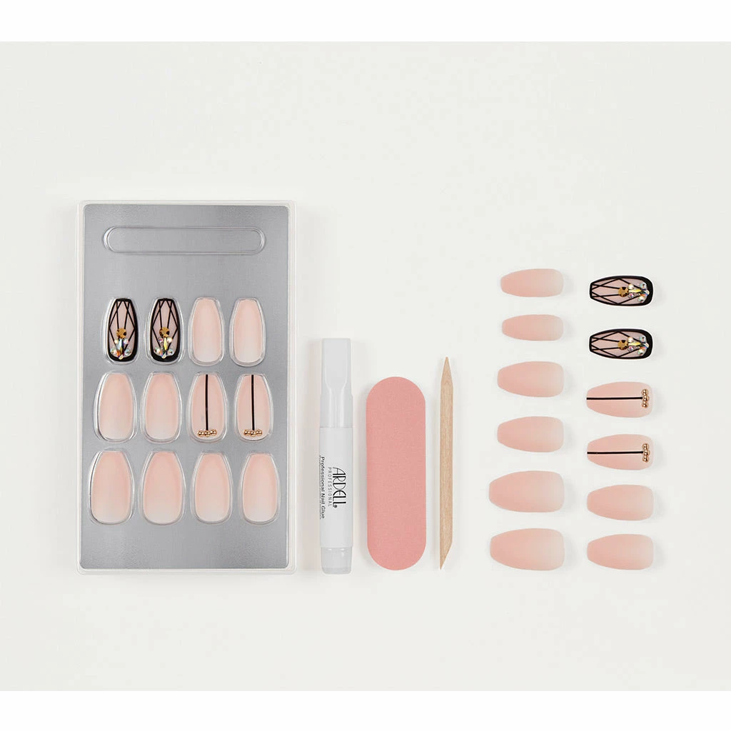Ardell Nails Nail Addict Premium False Nails - Blush Geometric Crystals 4 Ardell Nails Nail Addict Premium False Nails - Blush Geometric Crystals
