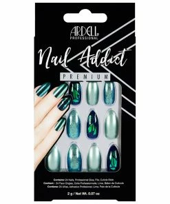 Ardell Nails Nail Addict Premium False Nails - Green Glitter Chrome