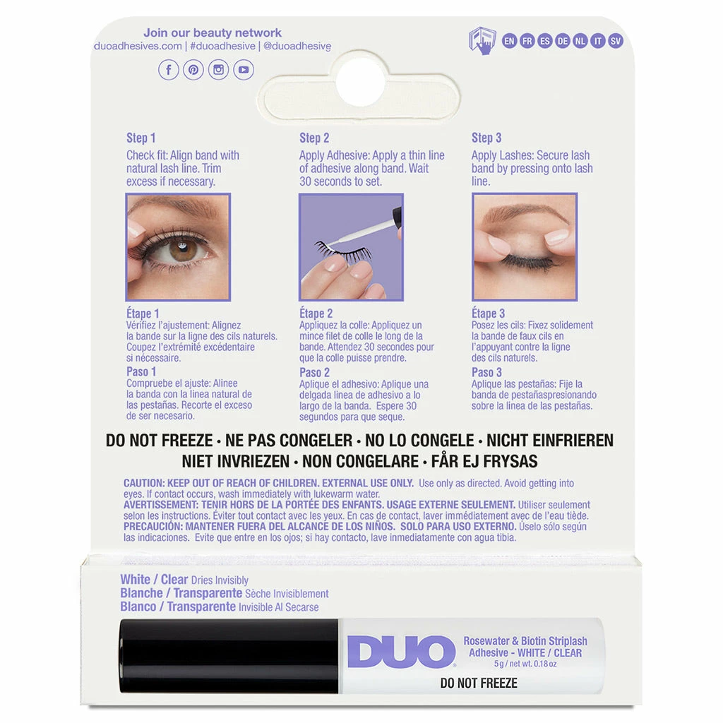 DUO Brush-on Rosewater & Biotin Strip Lash Adhesive White/Clear (5g) 5 DUO Brush-on Rosewater & Biotin Strip Lash Adhesive White/Clear (5g)