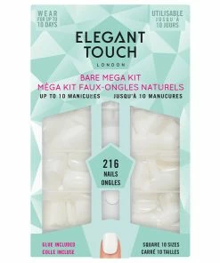New Arrivals Elegant Touch False Nails Bare Mega Kit Square Medium Length