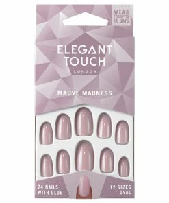 Elegant Touch False Nails Oval Medium Length - Mauve Madness