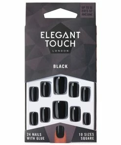New Arrivals Elegant Touch False Nails Square Short Length - Black
