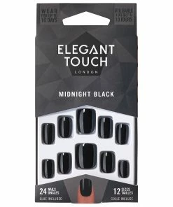 Elegant Touch False Nails Squoval Short Length - Midnight Black New Arrivals