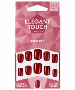 New Arrivals Elegant Touch False Nails Squoval Short Length - Rich Red