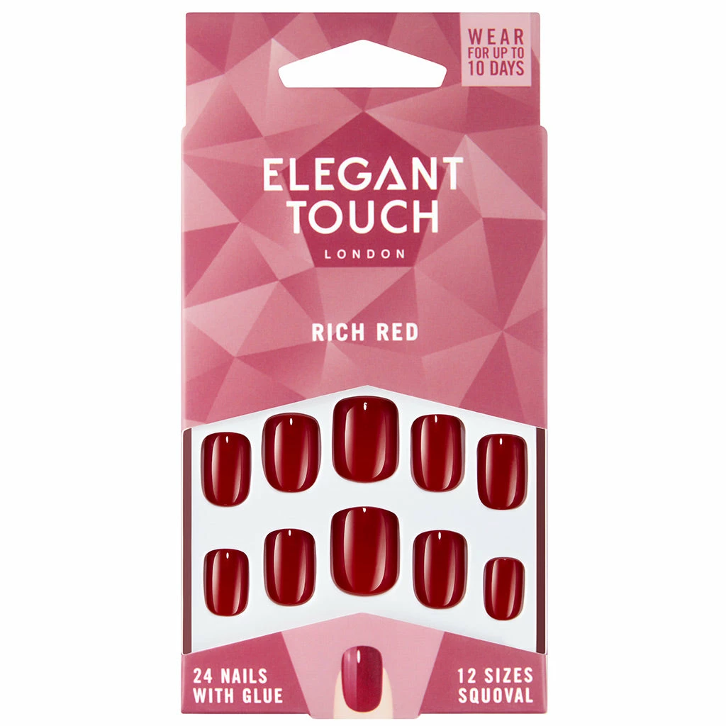 New Arrivals Elegant Touch False Nails Squoval Short Length - Rich Red 3 New Arrivals Elegant Touch False Nails Squoval Short Length - Rich Red