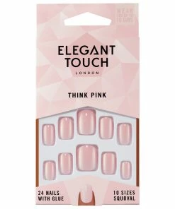 Elegant Touch False Nails Squoval Short Length - Think Pink New Arrivals