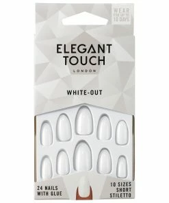 Elegant Touch False Nails Stiletto Medium Length - White-Out New Arrivals