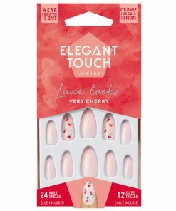 Elegant Touch Luxe Looks False Nails Stiletto Medium Length - Very Cherry