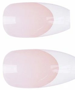 Invogue False Nails Coffin Medium Length - Classic French Natural Bare