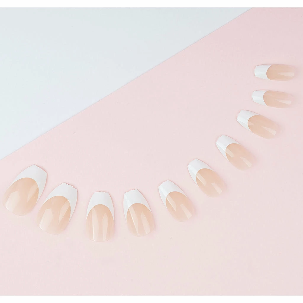 Invogue False Nails Coffin Medium Length - Classic French Natural Bare 6 Invogue False Nails Coffin Medium Length - Classic French Natural Bare