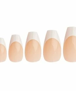 Invogue False Nails Coffin Medium Length - Classic French Natural Pink New Arrivals