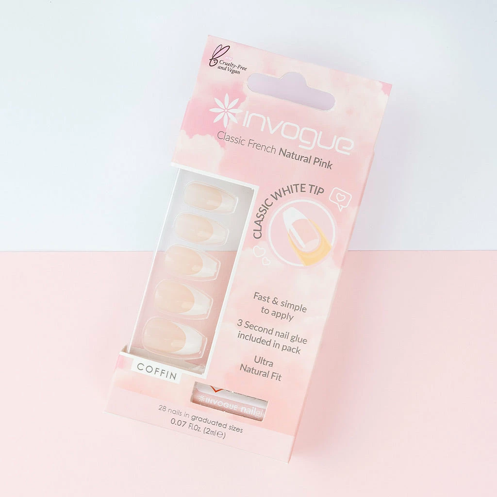 Invogue False Nails Coffin Medium Length - Classic French Natural Pink New Arrivals 5 Invogue False Nails Coffin Medium Length - Classic French Natural Pink New Arrivals