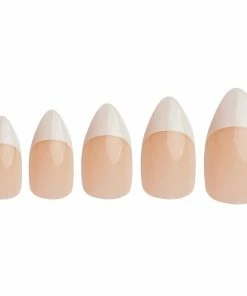 Invogue False Nails Oval Medium Length - Classic French Natural Pink New Arrivals