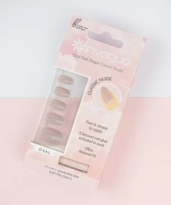Invogue False Nails Oval Medium Length - Classic Nude