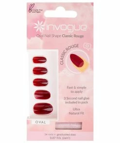 Invogue False Nails Oval Medium Length - Classic Rouge New Arrivals