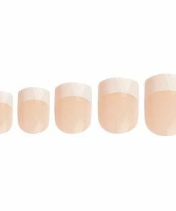 Invogue False Nails Square Medium Length - Classic French Natural Bare New Arrivals