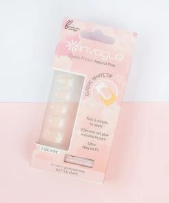 New Arrivals Invogue False Nails Square Medium Length - Classic French Natural Pink 9 New Arrivals Invogue False Nails Square Medium Length - Classic French Natural Pink