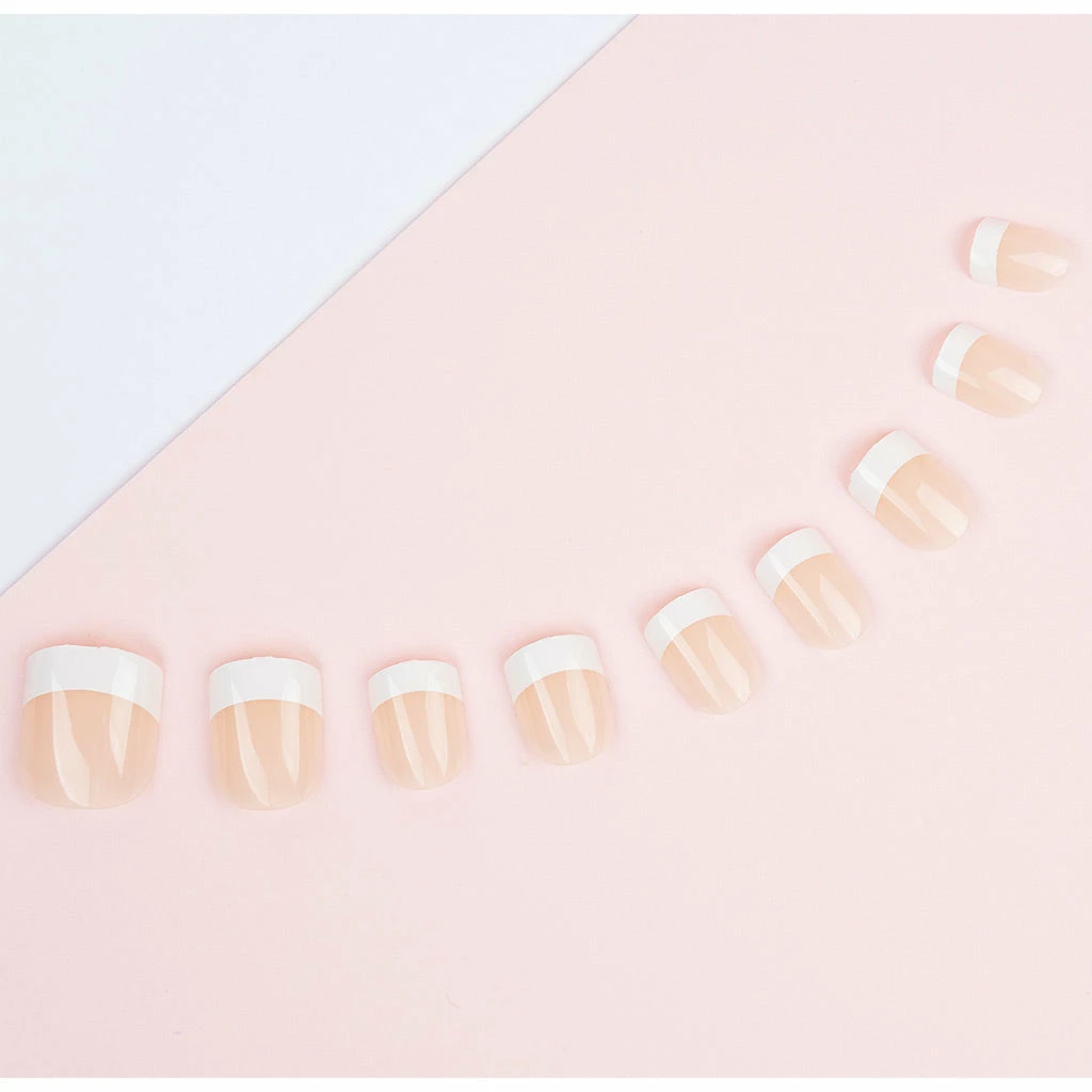 New Arrivals Invogue False Nails Square Medium Length - Classic French Natural Pink 6 New Arrivals Invogue False Nails Square Medium Length - Classic French Natural Pink