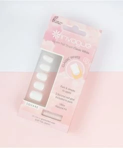 New Arrivals Invogue False Nails Square Medium Length - Classic White