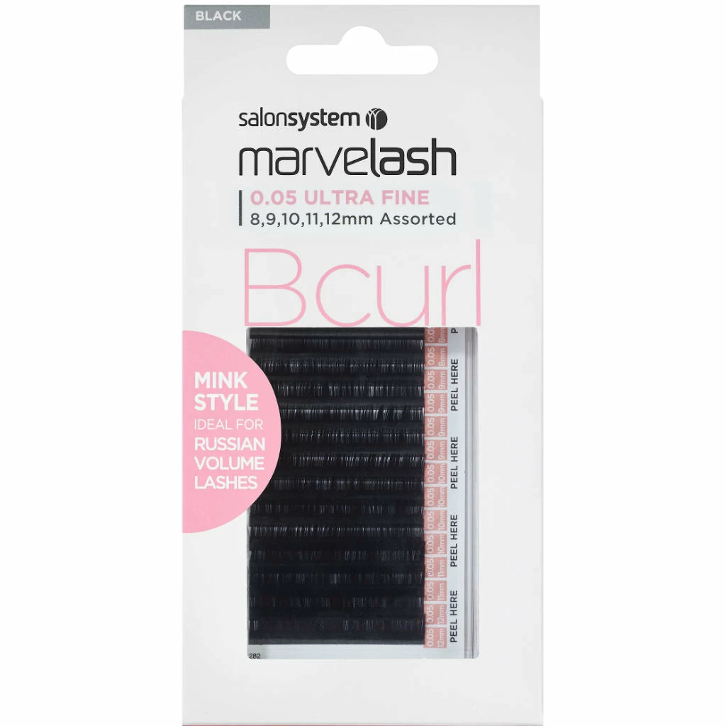 Salon System Marvelash B Curl Lashes 0.05 Ultra Fine Mink Style, Assorted Length (8, 9, 10, 11, 12mm) Best Sellers 3 Salon System Marvelash B Curl Lashes 0.05 Ultra Fine Mink Style, Assorted Length (8, 9, 10, 11, 12mm) Best Sellers