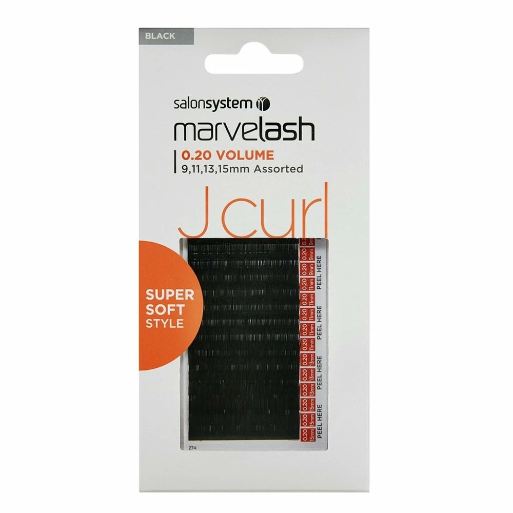 Salon System Marvelash J Curl Lashes 0.20 Volume Super Soft, Assorted Length (9, 11, 13, 15mm) 3 Salon System Marvelash J Curl Lashes 0.20 Volume Super Soft, Assorted Length (9, 11, 13, 15mm)