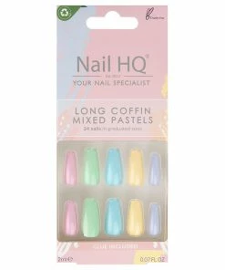 Nail HQ False Nails Long Coffin - Mixed Pastels