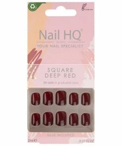 Nail HQ False Nails Square - Deep Red
