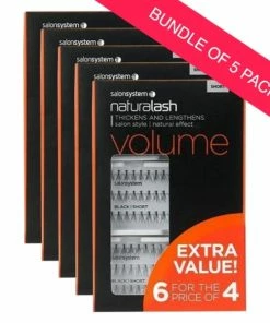 Salon System Individual Lashes Black Short 6 For 4 EXTRA VALUE PACK (BUNDLE OF 5) Best Sellers
