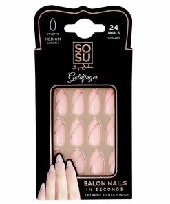 SOSU By SJ False Nails Stiletto Medium Length - Goldfinger